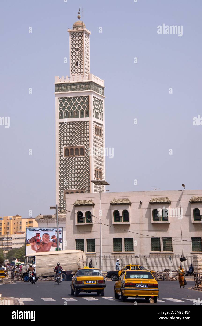 Minarett der Großen Moschee von Dakar im Senegal Stockfoto