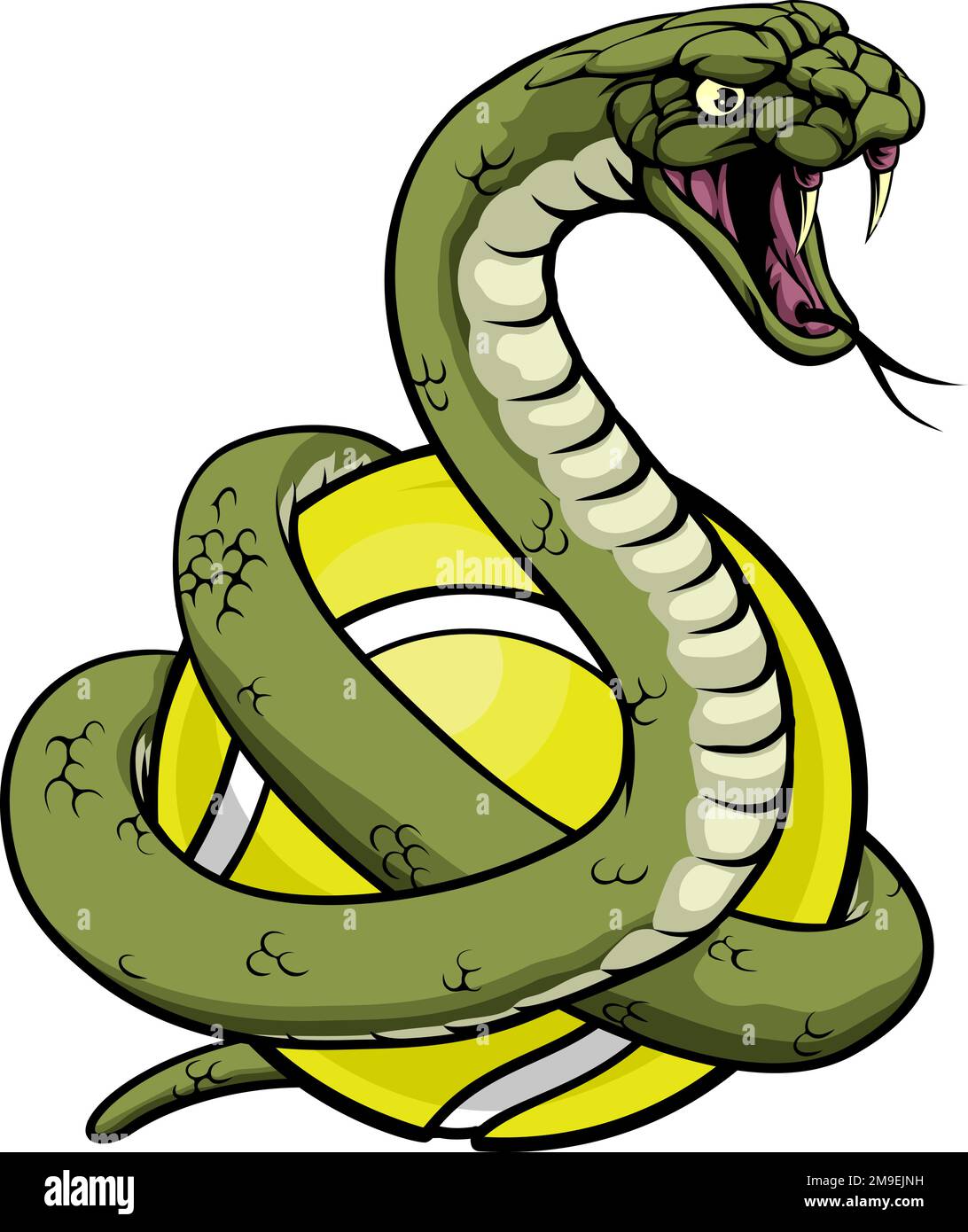 Maskottchen Für Die Tiersportmannschaft „Snake Tennis Ball“ Stock Vektor