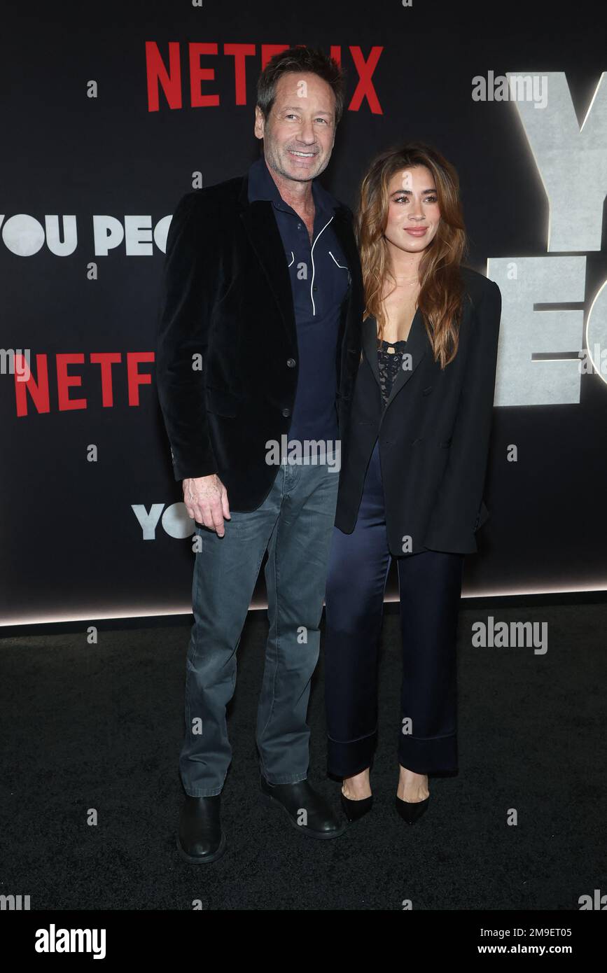 David Duchovny, Monique Pendleberry, am 17. Januar 2022 bei Los Angeles Premiere von Netflix's „You People“ im Regency Village Theatre in Los Angeles, Kalifornien, USA. Foto: Fati Sadou/ABACAPRESS.COM Stockfoto