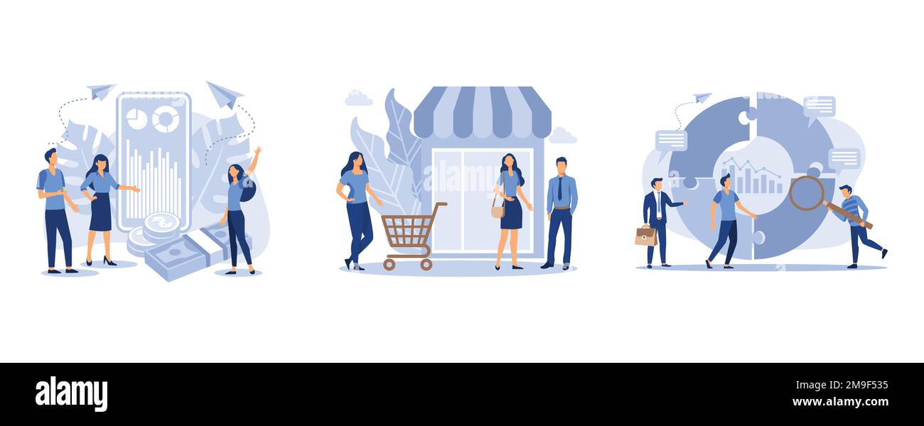 Finanztransaktionen, bargeldlose Zahlungstransaktionen, verschiedene Geschäfte, Symbol für Teamwork, Zusammenarbeit, Partnerschaft, flacher Vektor, moderne Illustration Stock Vektor