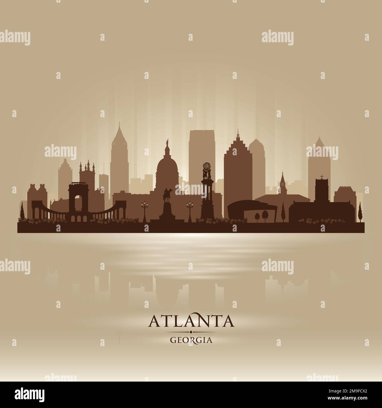 Darstellung der Skyline von Atlanta Georgia mit Vektorsilhouetten Stock Vektor