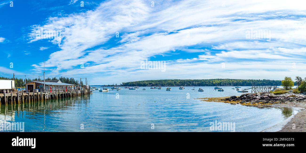 Landschaft von Owls Head Harbor, Maine, USA Stockfoto