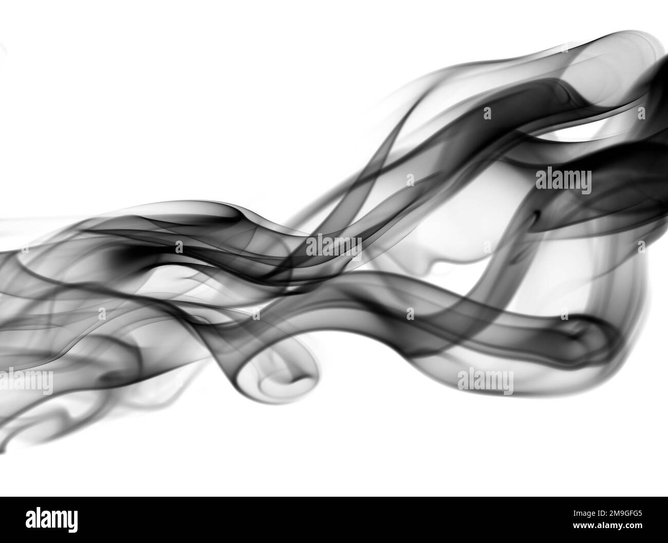 Künstlerisch aussehende Rauchwirbel, fotografiert vor weißem Hintergrund Stockfoto