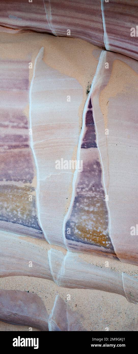 Nahaufnahme von Sandsteinfelsen, Mojave Desert, Las, Vegas, Nevada, USA Stockfoto