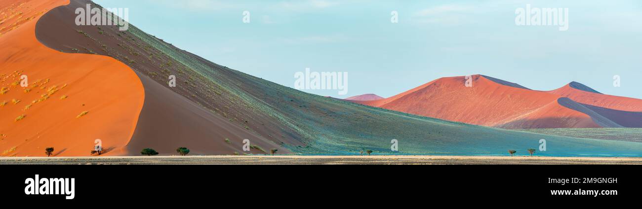 Landschaft mit Sanddünen in der Wüste, Sossusvlei, Namib-Wüste, Namibia Stockfoto