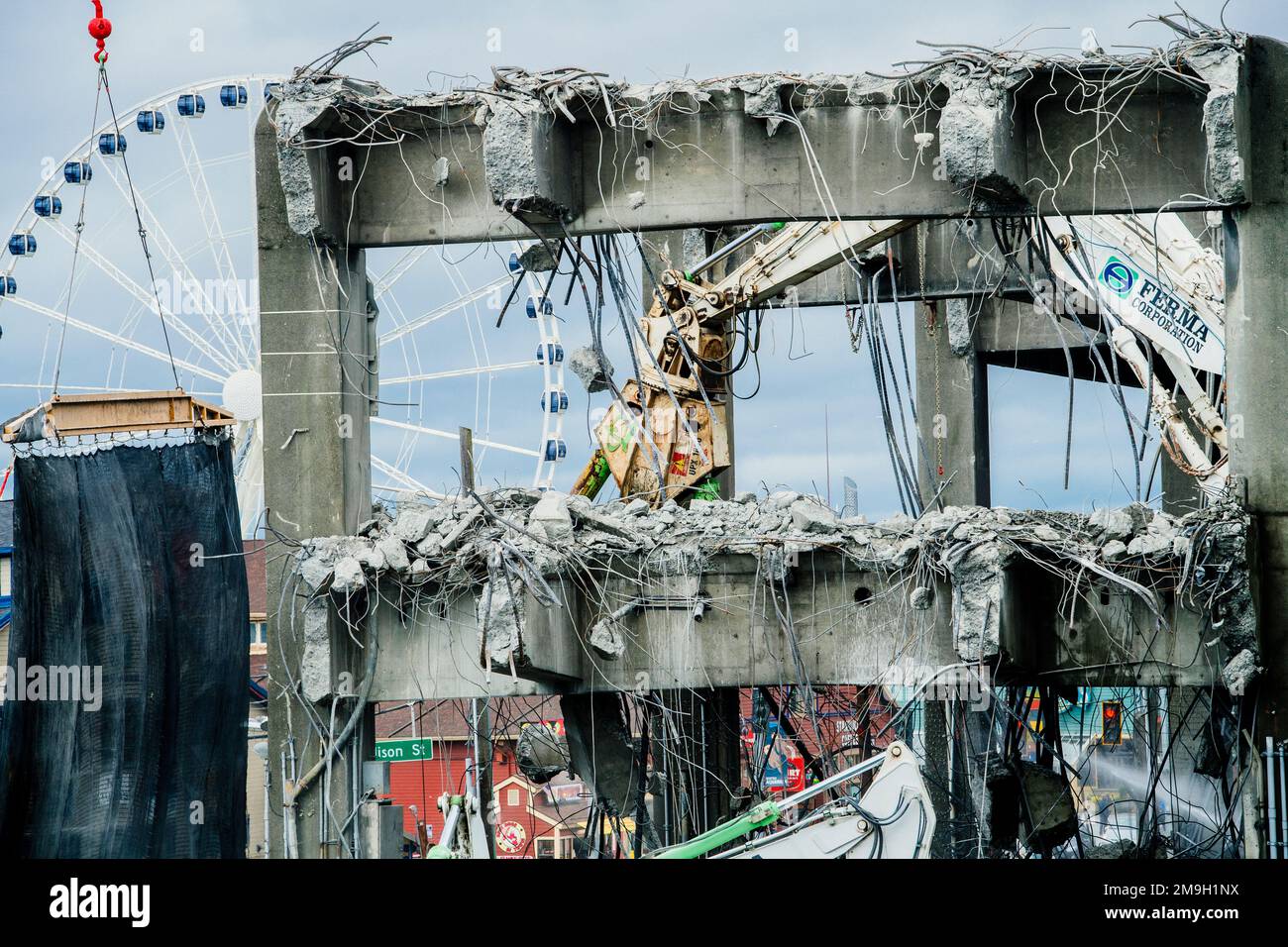 Blick auf Viaduct Abriss, Seattle, Washington, USA Stockfoto