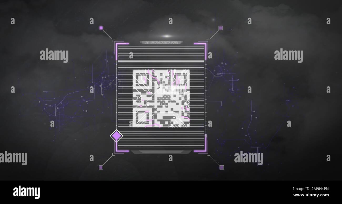 Zusammensetzung der Datenverarbeitung mit qr-Code über Rauch Stockfoto