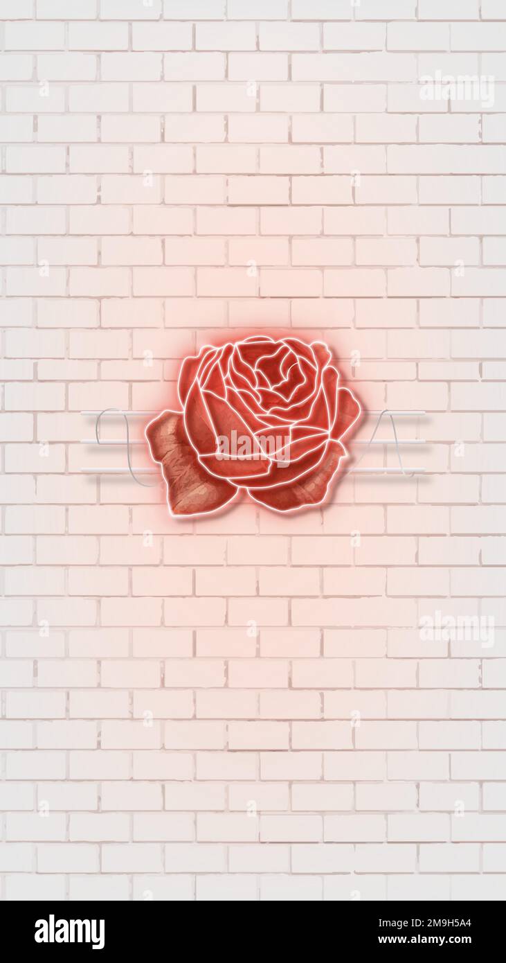 Rote Neon Rose Handy Hintergrund Vektor Stock Vektor