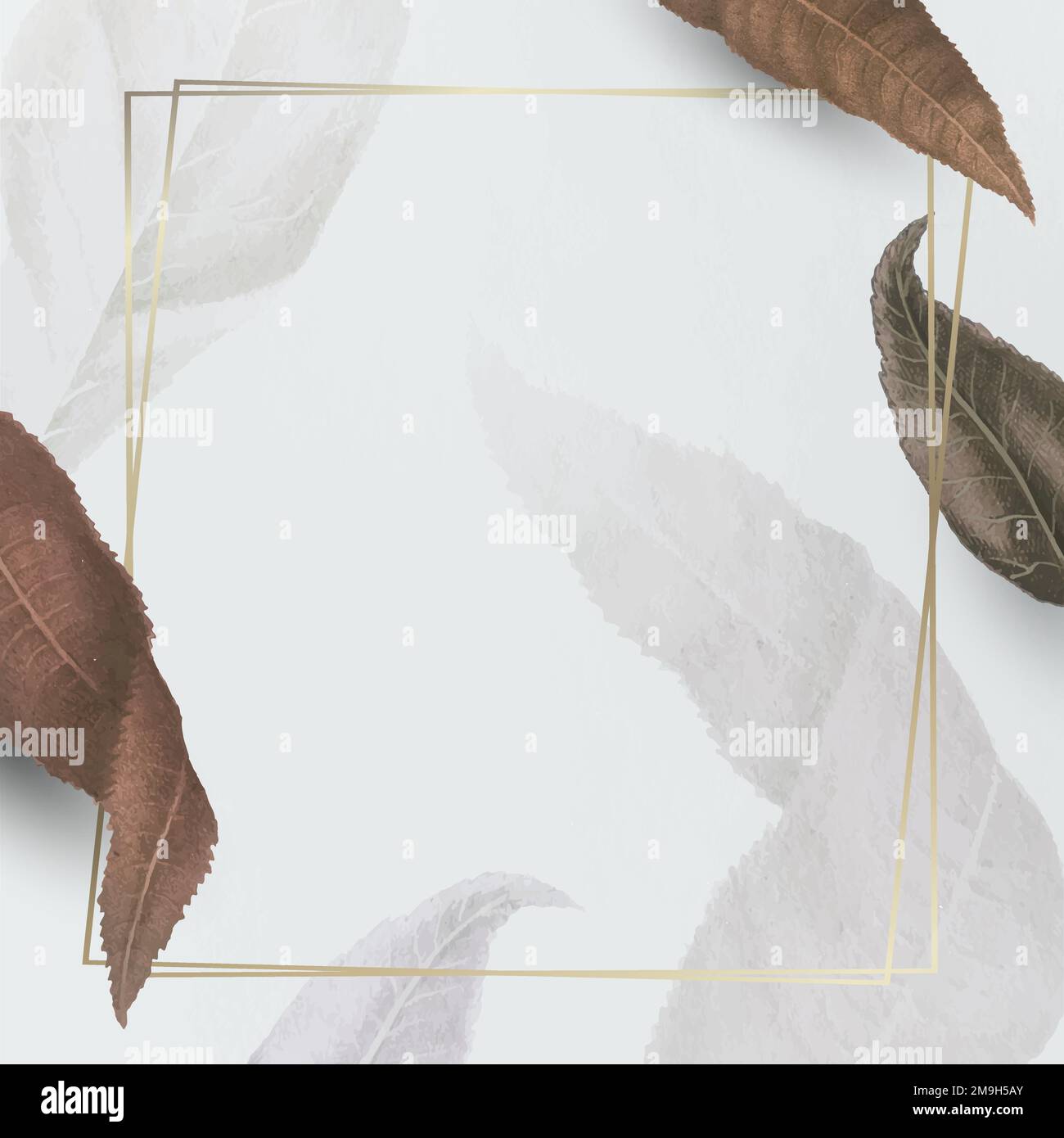 Metallic-Rahmen mit braunen Pfirsich Zweige gemustert quadratischen sozialen Vorlage Vektor Stock Vektor