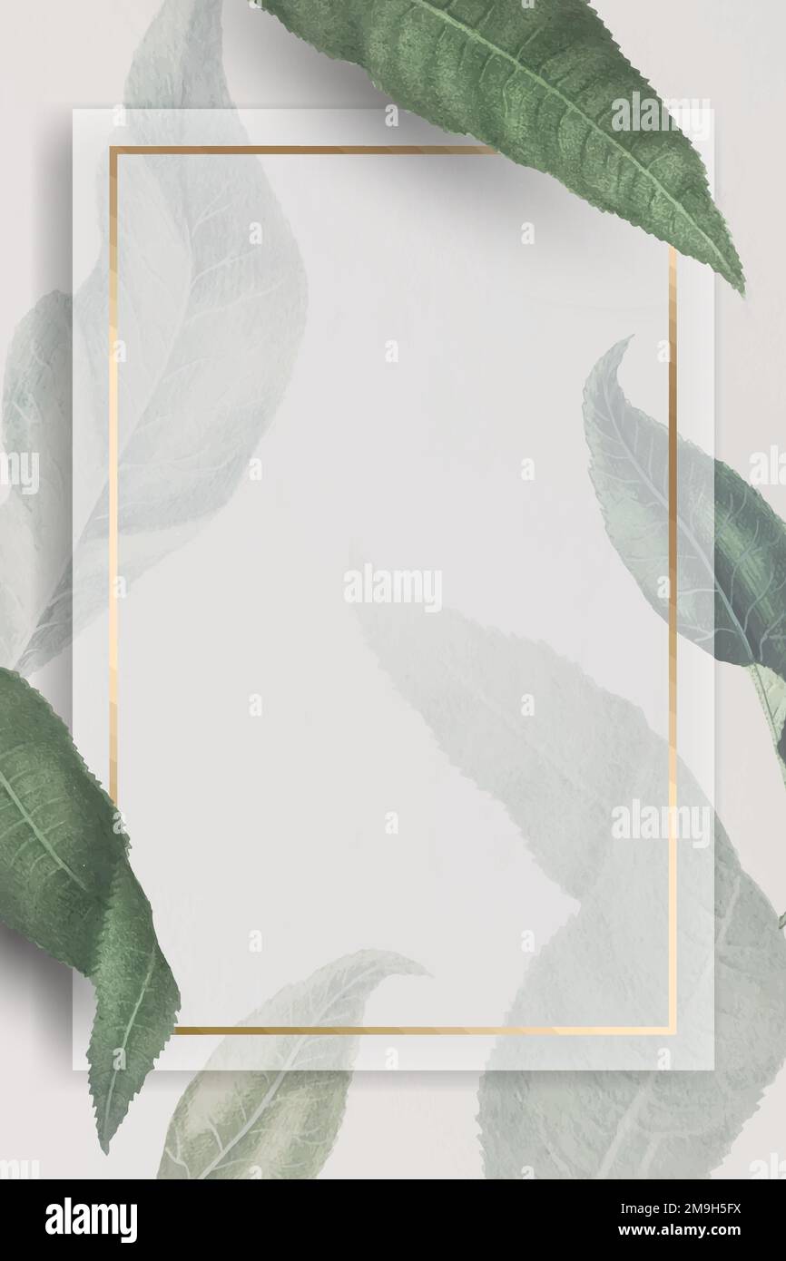 Metallic-Rahmen mit Pfirsich Zweige gemustert sozialen Vorlage Vektor Stock Vektor