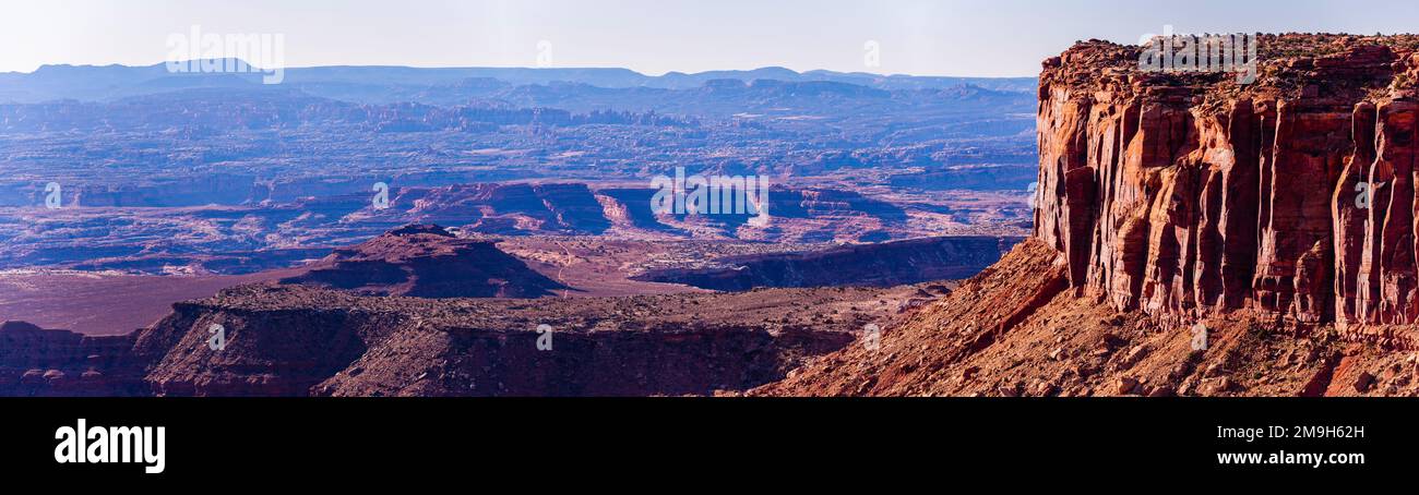Canyon-Landschaft, Grand View Point, Island in the Sky, Canyonlands-Nationalpark, Utah, USA Stockfoto