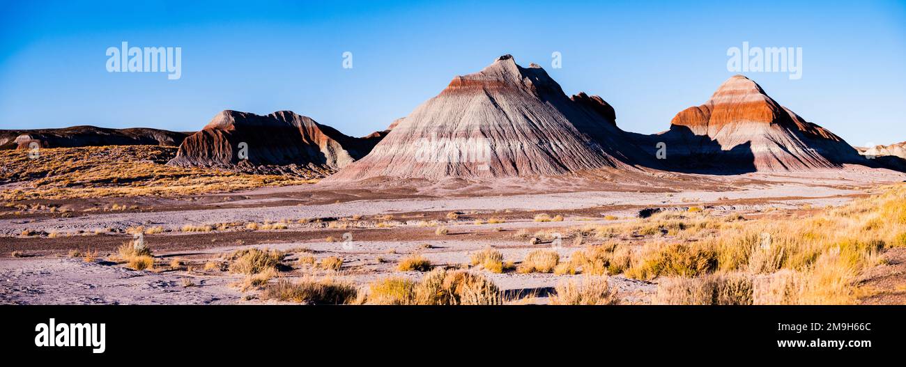 Die Felsformationen der Tipees, Painted Desert, Petrified Forest National Park, Arizona, USA Stockfoto