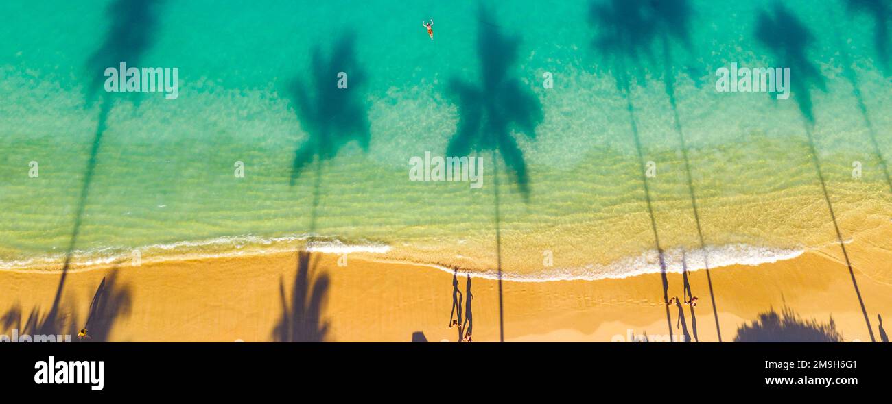 Blick aus der Vogelperspektive auf den Strand, Kailua, Hawaii, USA Stockfoto