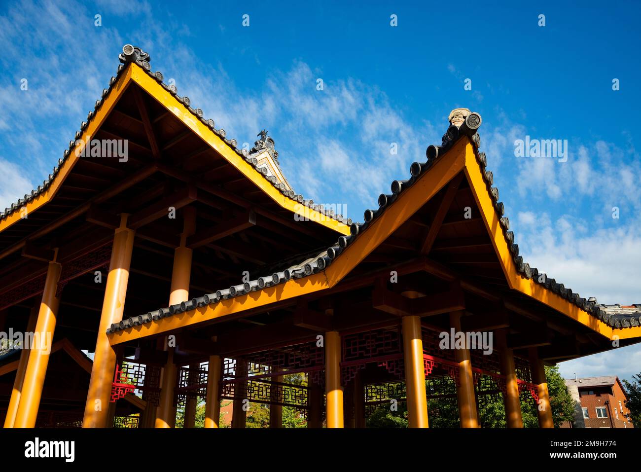 Gebäude aus dem Tiefwinkel, Chicago, Illinois, USA Stockfoto
