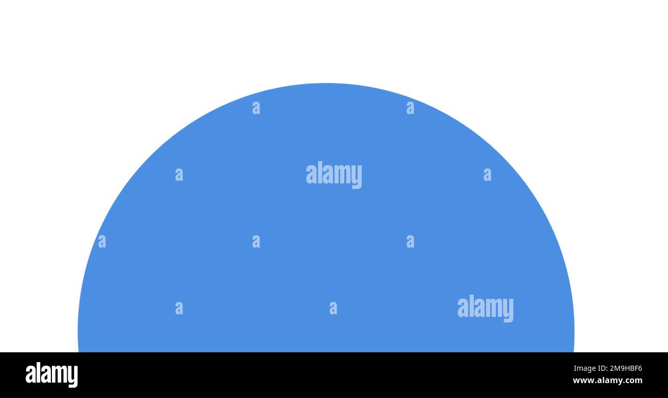 Abbildung: Blauer Halbkreis und Kopierbereich auf weißem Hintergrund Stockfoto