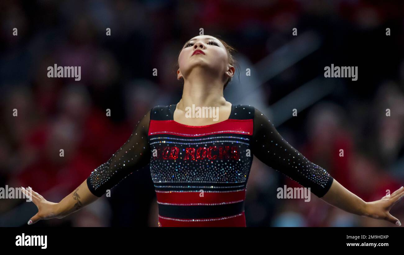 Utah gymnast Kara Eaker performs her beam routine during an NCAA