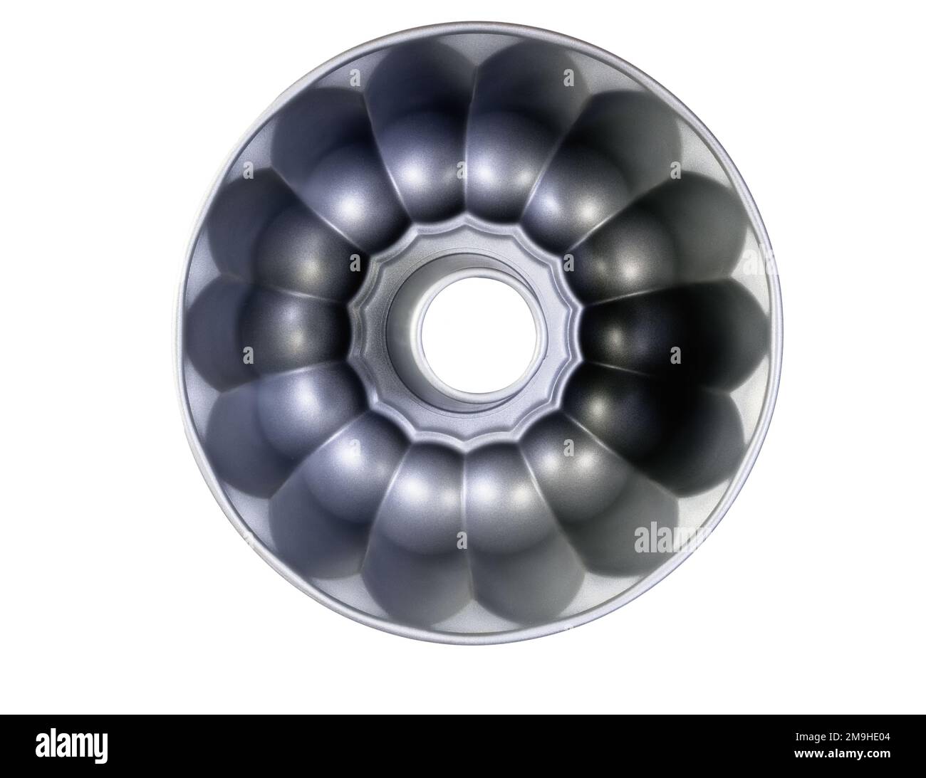 Nahaufnahme einer isolierten Kuchendose für einen Ringkuchen namens Gugelhupf Stockfoto