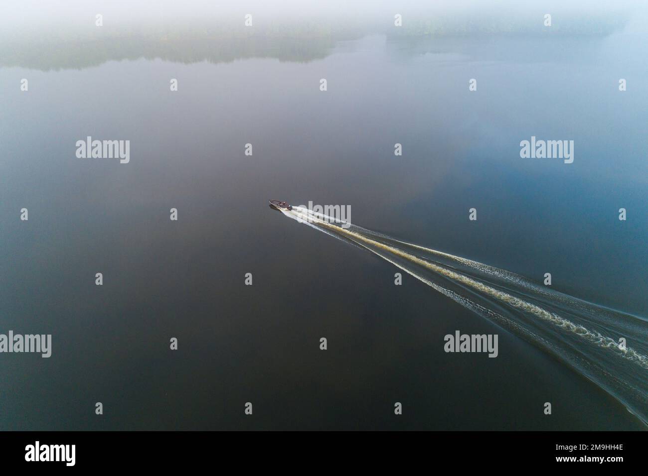 Im Nebel auf dem See, Stephen A. Forbes State Park, Marion County, Illinois, USA Stockfoto