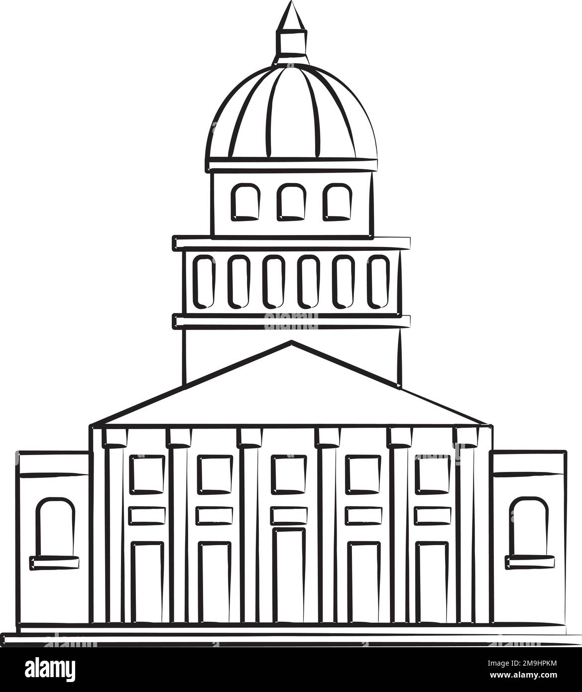 Isolierte Skizze des französischen Pantheon Landmark Vector Stock Vektor