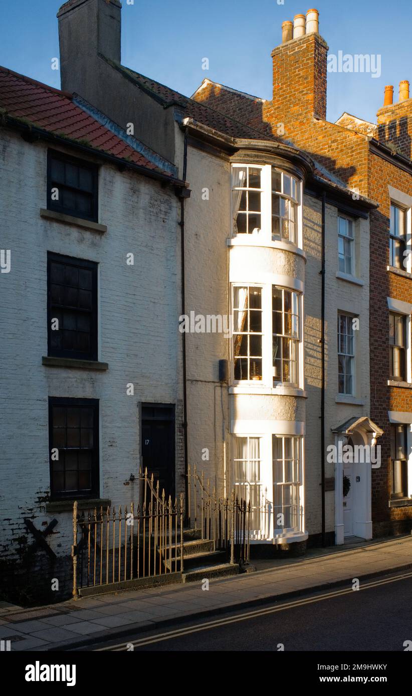 Georgianisches Bughaus in der Queen Street in Scarborough Stockfoto