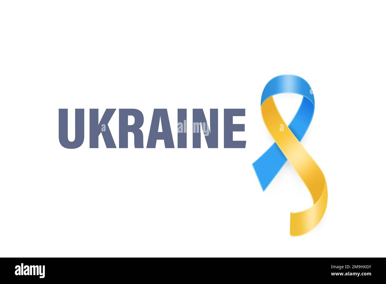 Ukrainisches Symbol. Antiwar-Symbol des Friedens – Blau- und Gelbes Seidenband auf weißem Hintergrund. Farben Der Ukrainischen Flagge. Kämpfen, Protestieren, Die Ukraine Unterstützen Stock Vektor