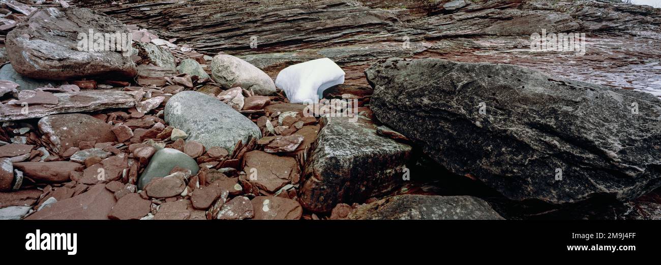 Felsformationen und Sandsteinfelsen, Lake Superior bei Big Bay, Wisconsin, USA Stockfoto