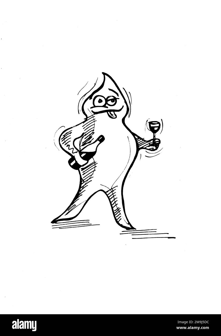 Schwarz-weiße Cartoon-Figuren im Vintage-Stil auf weißem Hintergrund. Stockfoto