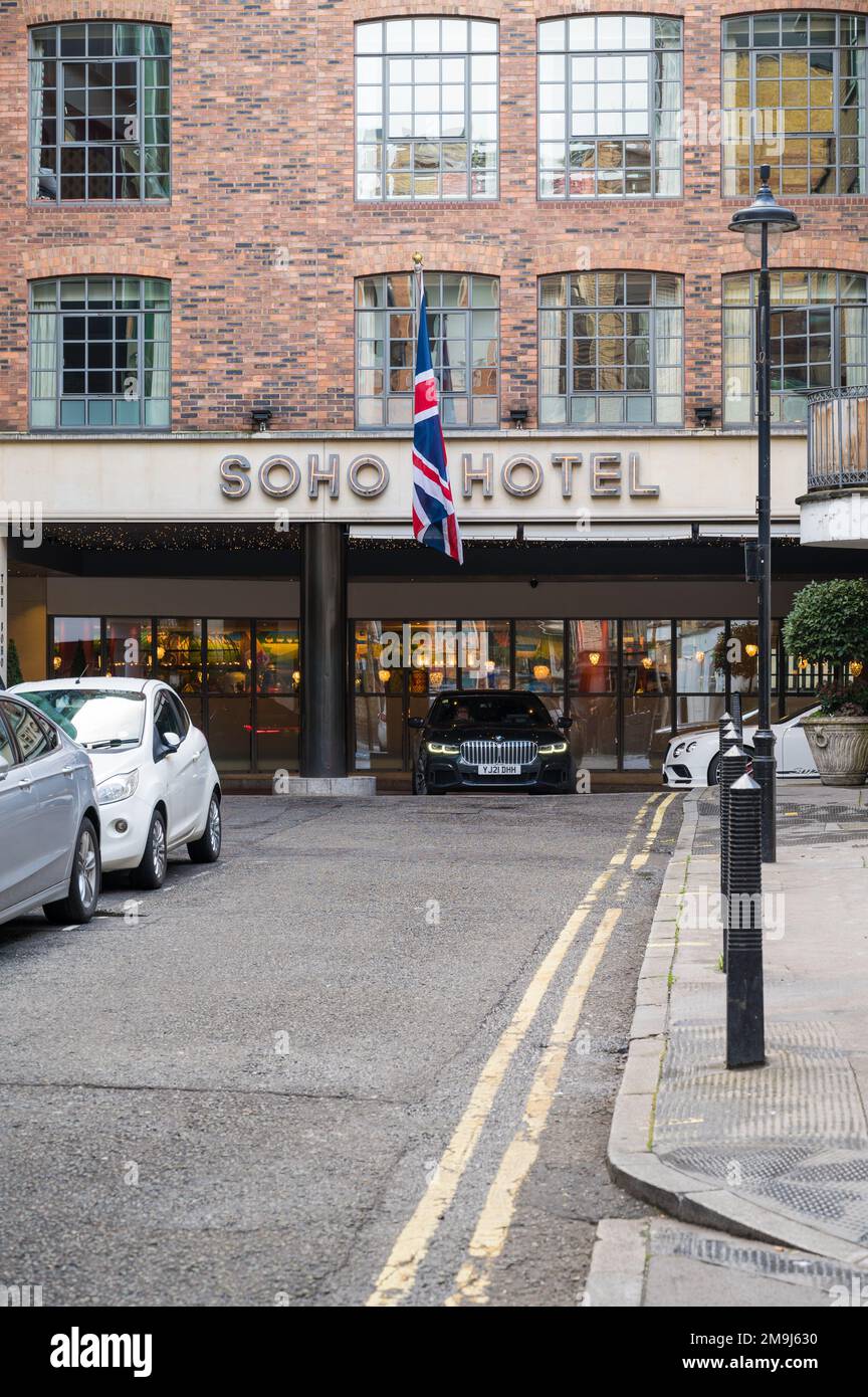 Hintereingang zum Soho Hotel, Soho, London, England, Großbritannien Stockfoto