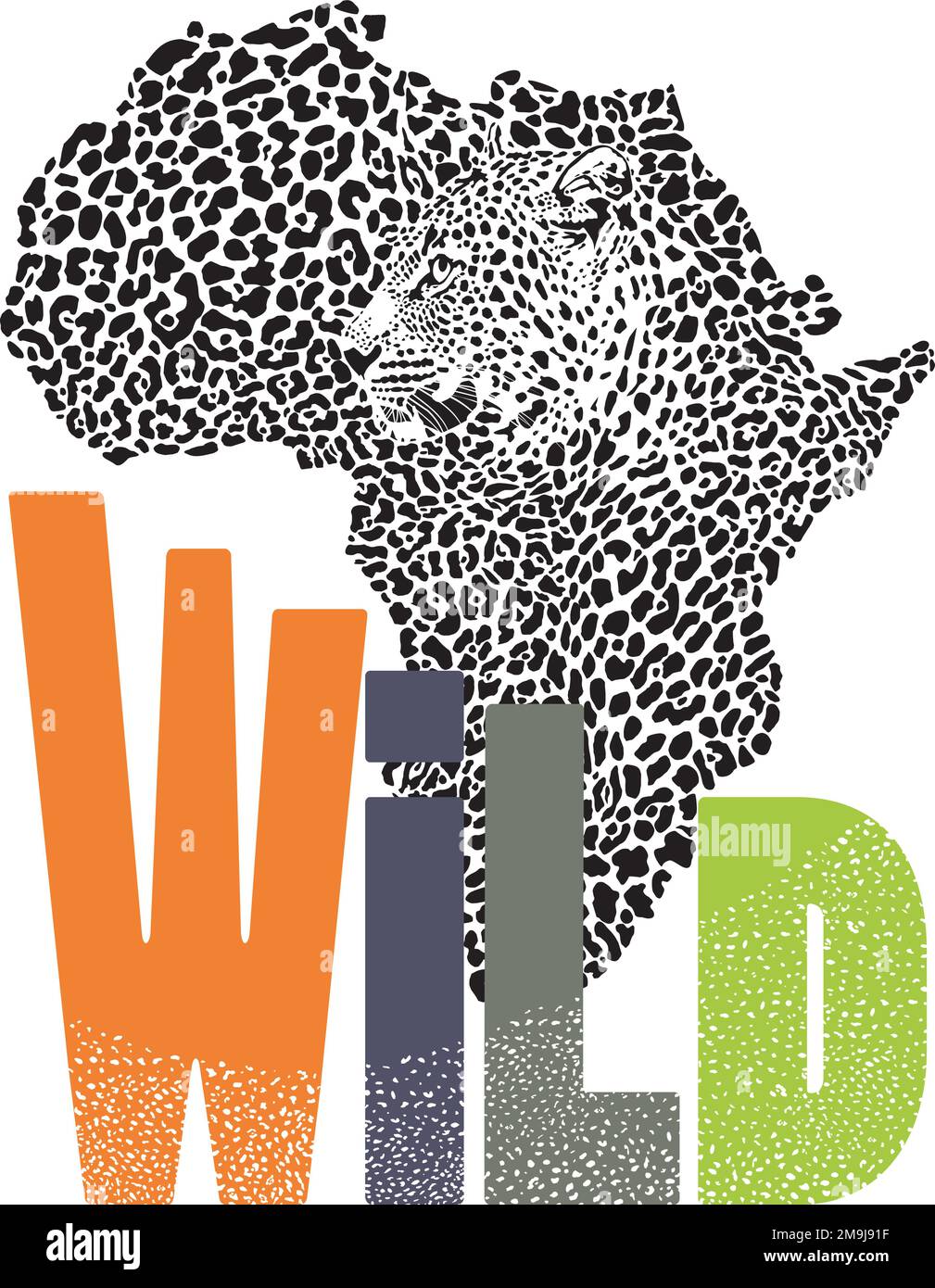 Wilder afrikanischer Leopard und Karte des Kontinents Stock Vektor