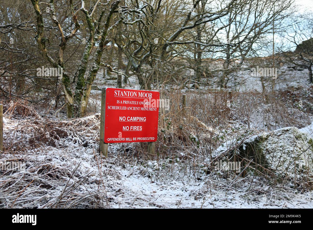 Touristeninformation am Stanton Moor im Derbyshire Peak District Stockfoto
