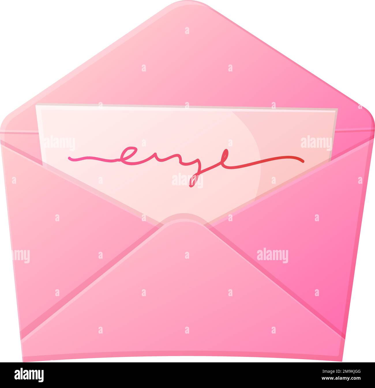 Liebesbrief. Öffnen Sie den Umschlag mit dem Buchstaben. Vanentinstag, romantisches Beichtkonzept. Stock Vektor