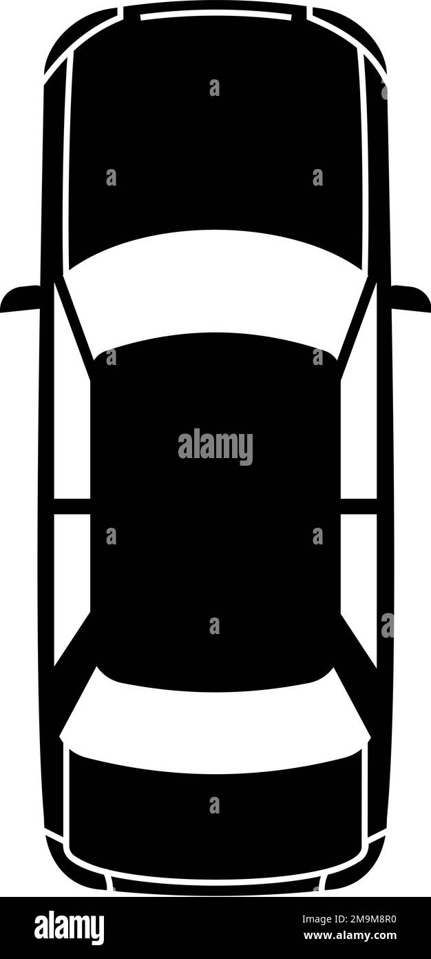 Symbol für schwarze Limousine. Draufsicht des Autos. Stadtautomatik Stock Vektor
