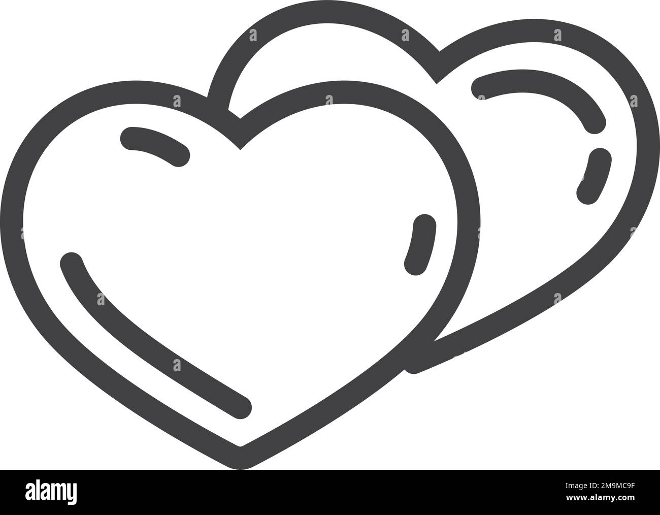 Symbol für Herzpaar. Zeilenzerchen-Liebessymbol Stock Vektor