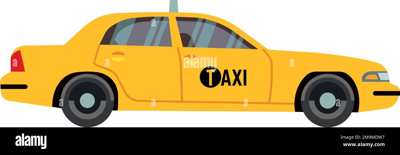 Blick auf das gelbe Taxi. Cartoon-Symbol Stock Vektor