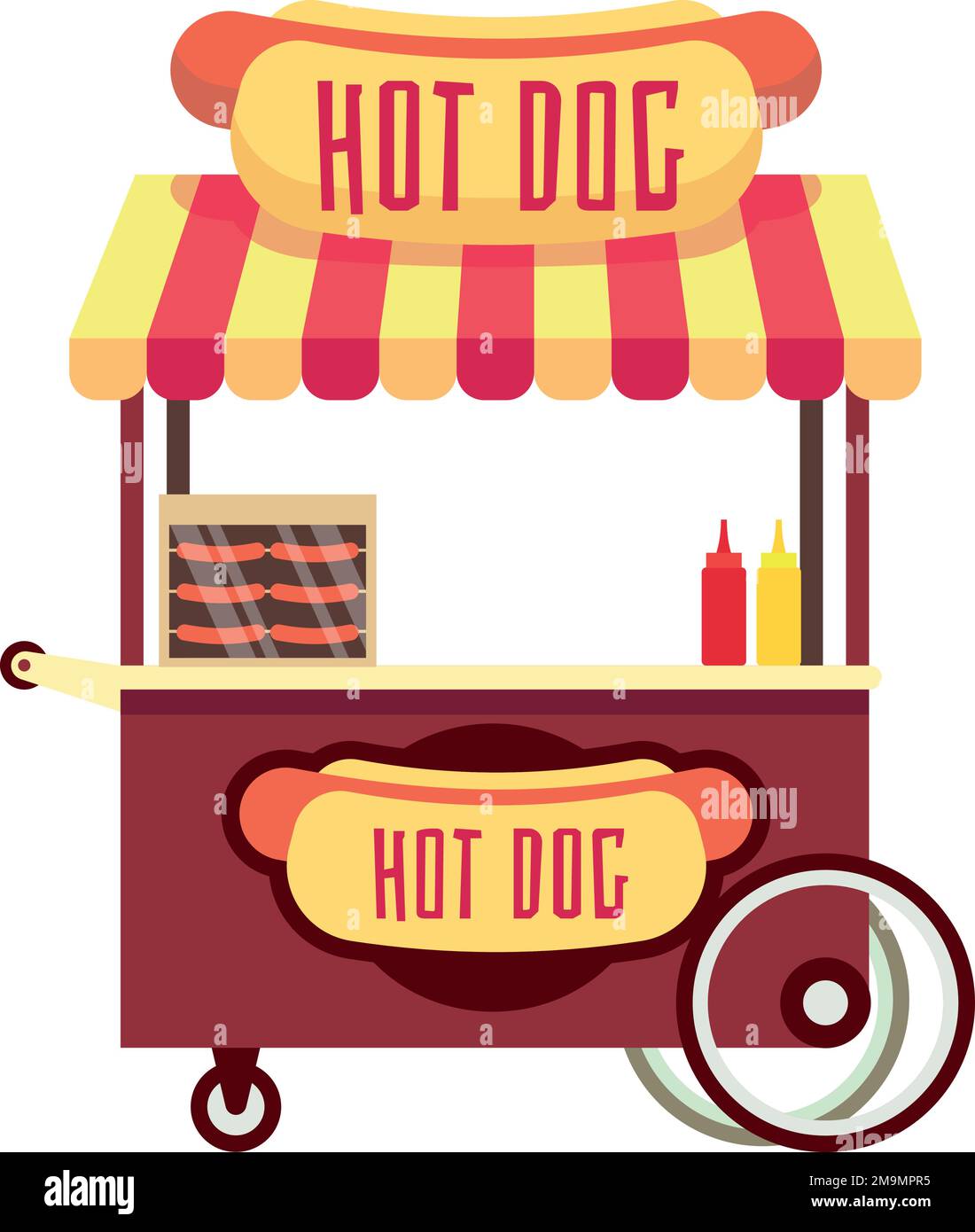 Hotdog-Stand. Cartoon Street Food-Wagen Stock Vektor