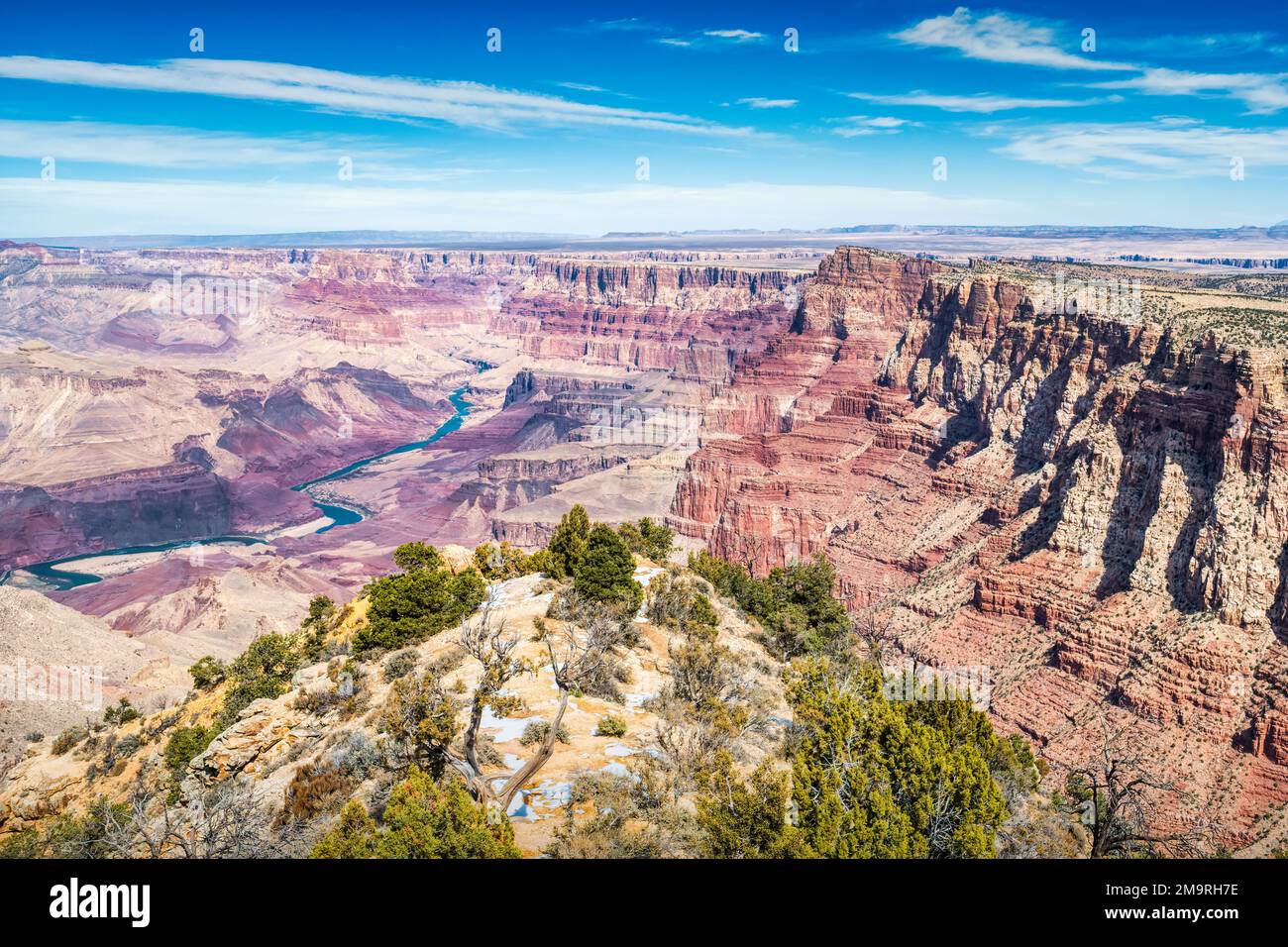 Blick auf den Colorado River im Grand Canyon National Park vom Desert View Point, South Rim, Arizona, USA Stockfoto