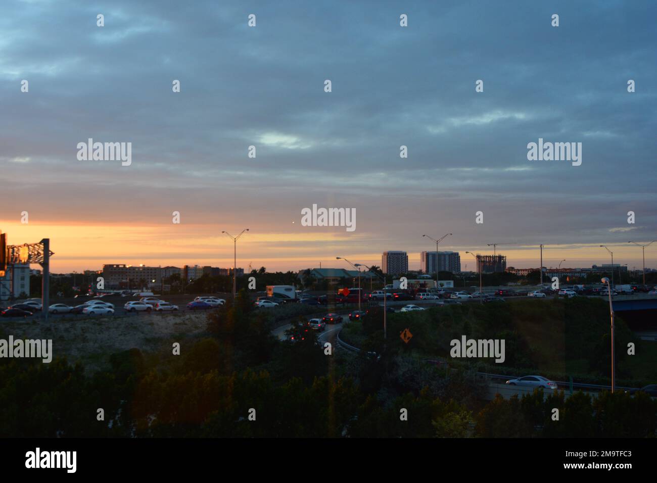 Sonnenaufgang/Sonnenuntergang in Miami Stockfoto