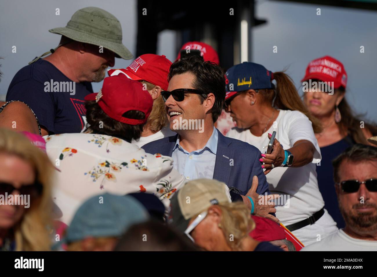 Rep. Matt Gaetz, R-Fla., stands in the crowd before former President ...