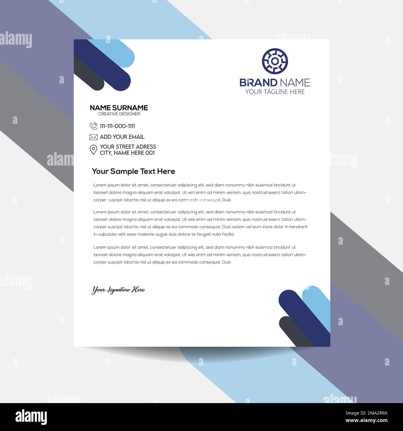 Kreative und saubere Briefbögen im Geschäftsstil für Ihr Projektdesign. Druckbereit mit Vektor und Illustration Stock Vektor