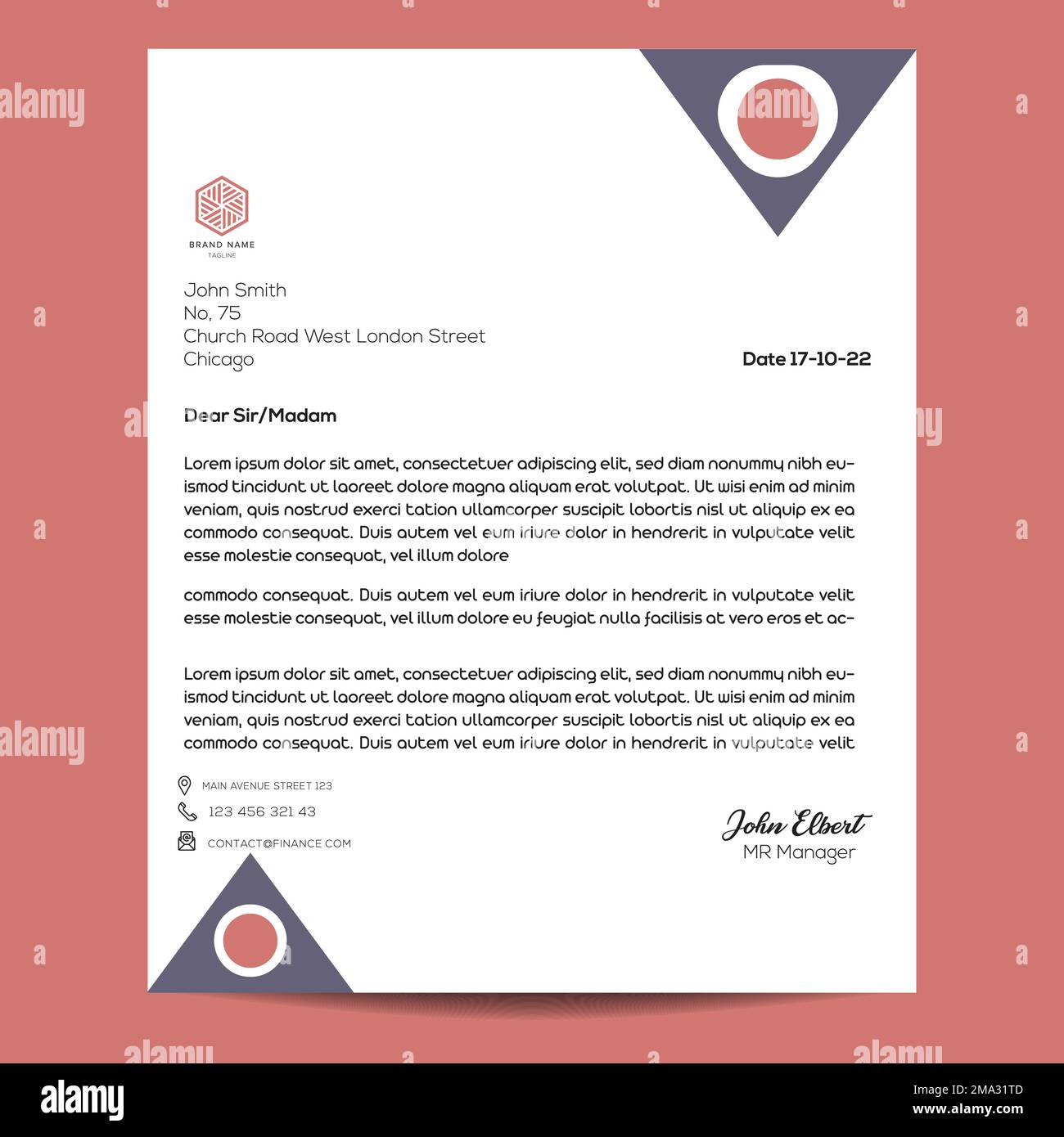 Kreative und saubere Briefbögen im Geschäftsstil für Ihr Projektdesign. Druckbereit mit Vektor und Illustration Stock Vektor