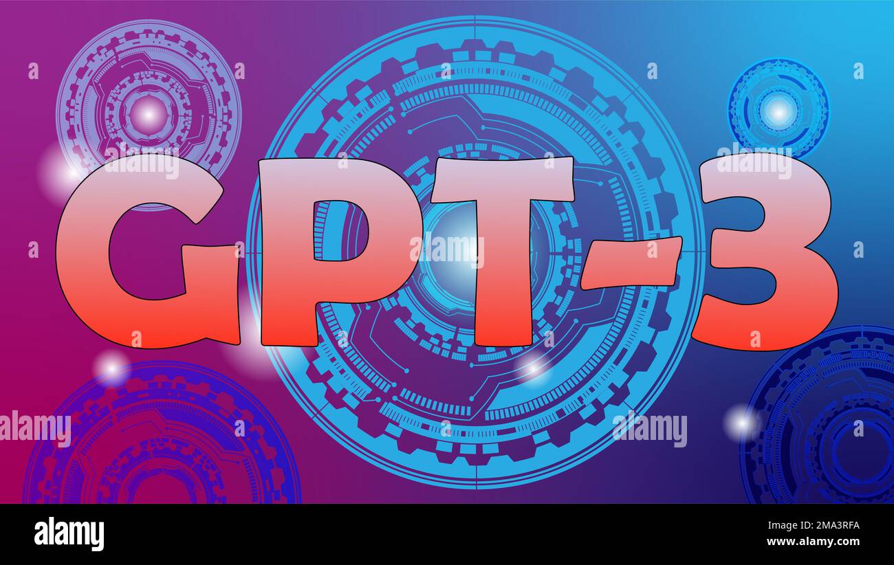 GPT-3-Text in orangefarbenem Verlaufsmuster. GPT 3 ist ein ai-System, mit dem Text in eine beliebige Sprache konvertiert werden kann. gpt3 Stockfoto