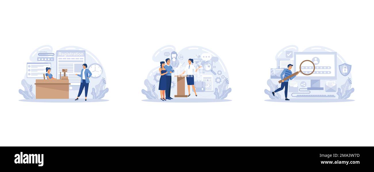 Personen, die sichere Anmeldenamen und Passwörter verwenden, Kontodaten für die Autorisierung. Sicherheit personenbezogener Daten. Registrierungsseite, Benutzerinformationen, Kontoauthentifizierung Stock Vektor