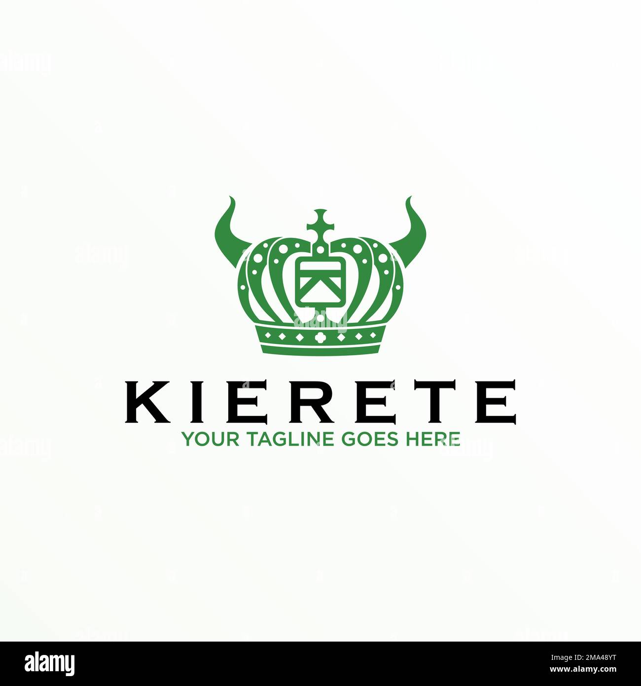 Einzigartiges Bildsymbol mit Krone, Horn und Pfeil am Schwanz Logo abstraktes Konzept als Symbol für Größe oder Königreich Stock Vektor