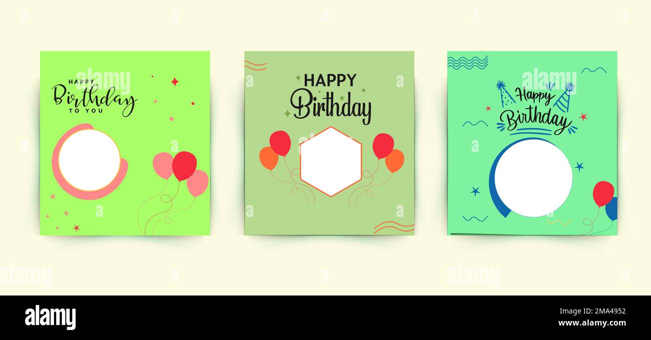 Vektorsatz Illustration Happy Birthday Concept. Hintergrunddesign zum Geburtstag für Webseite, Banner, Poster, Druck usw. Stock Vektor