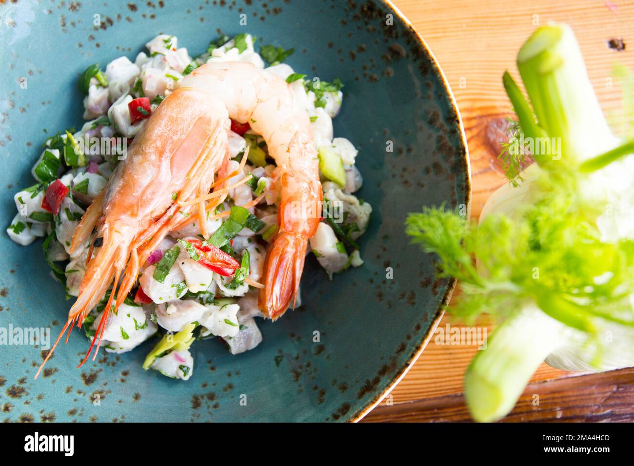 Garnelen Ceviche. Die Cebiche oder Ceviche ist ein Gericht aus Fisch ...