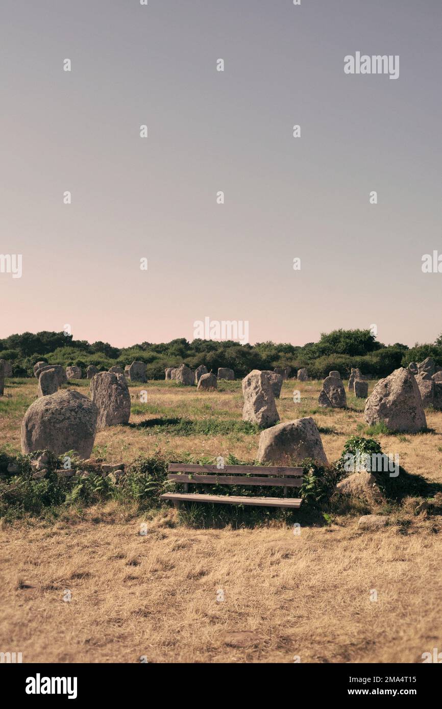 Carnaksteine (megalithische Stätten). Le Méaq Alignments. Die Gemeinde von Carnac. Abteilung Morbihan. Brittany. Frankreich Stockfoto