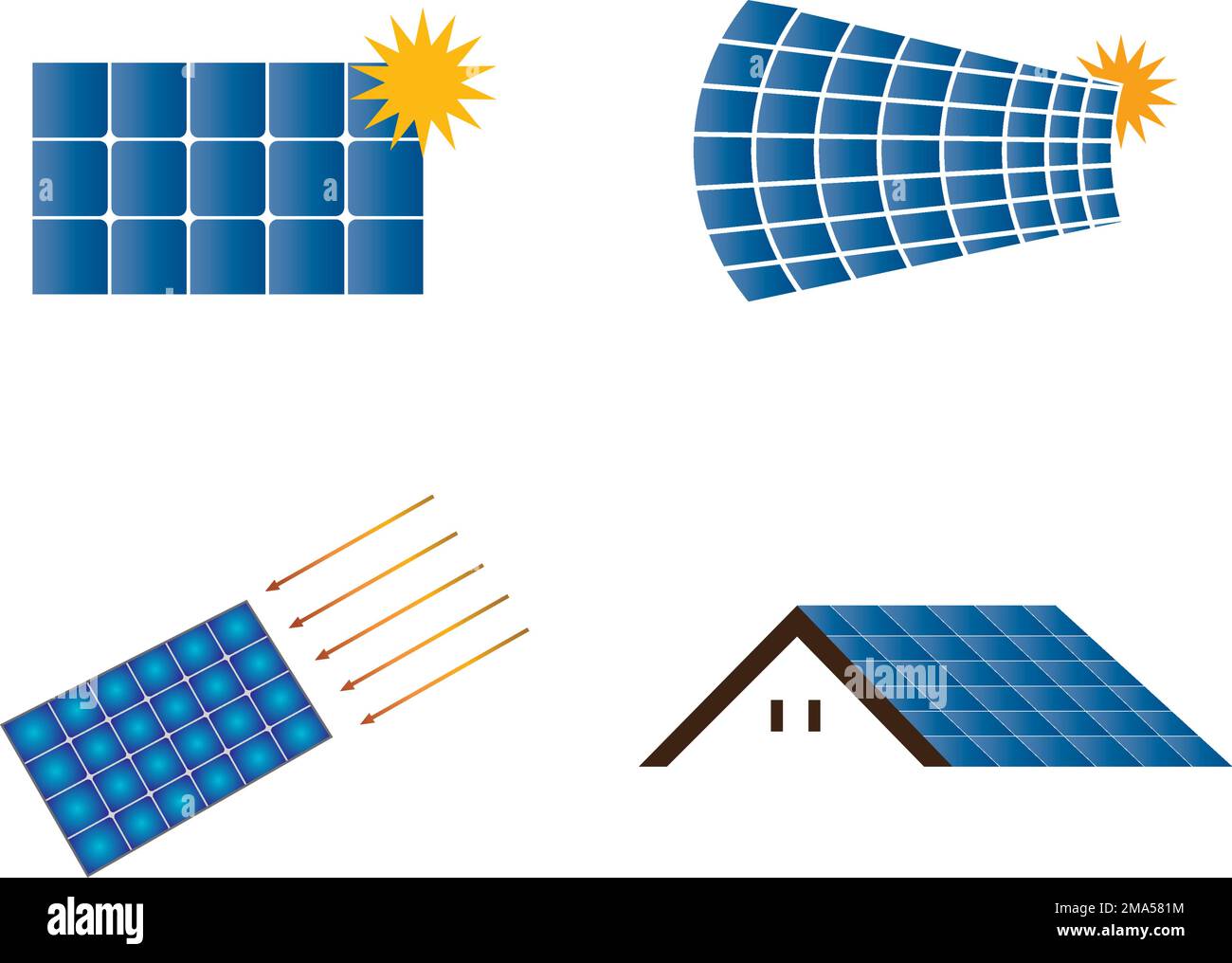 Symbol für Sonnenenergie-Vektor. Vorlage für Logo der Illustration Stock Vektor