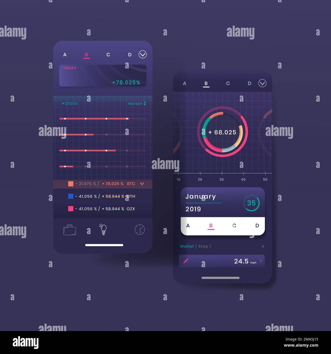 Dunkelviolett Aktienhandel Infografik Vorlage Design Vektor Stock Vektor