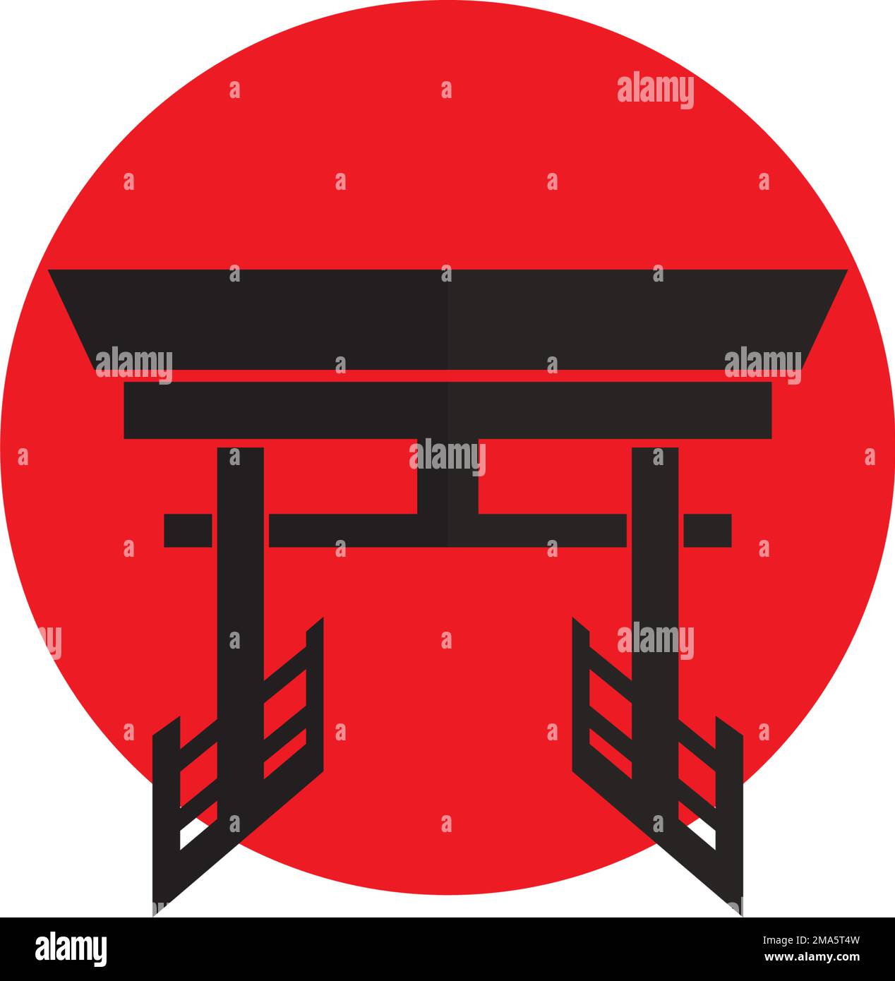 Torii-Gate-Symbol, Symbol der japanischen Zivilisation, Konstruktionsvorlage für Vektorzeichnungen Stock Vektor