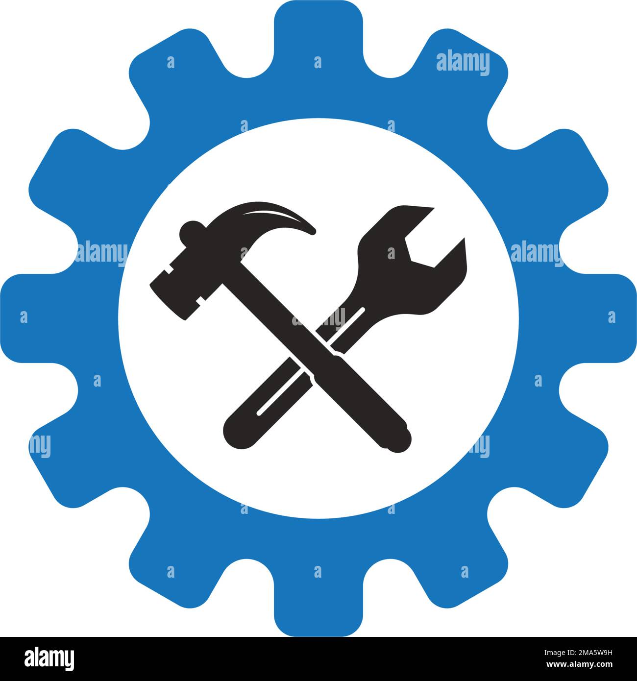 Hammer und Schraubenschlüssel Logo Vektorsymbol-Design Stock Vektor